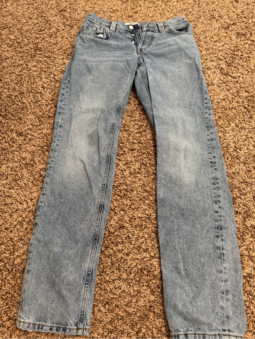 Free People Light Blue Straight-Leg Jeans